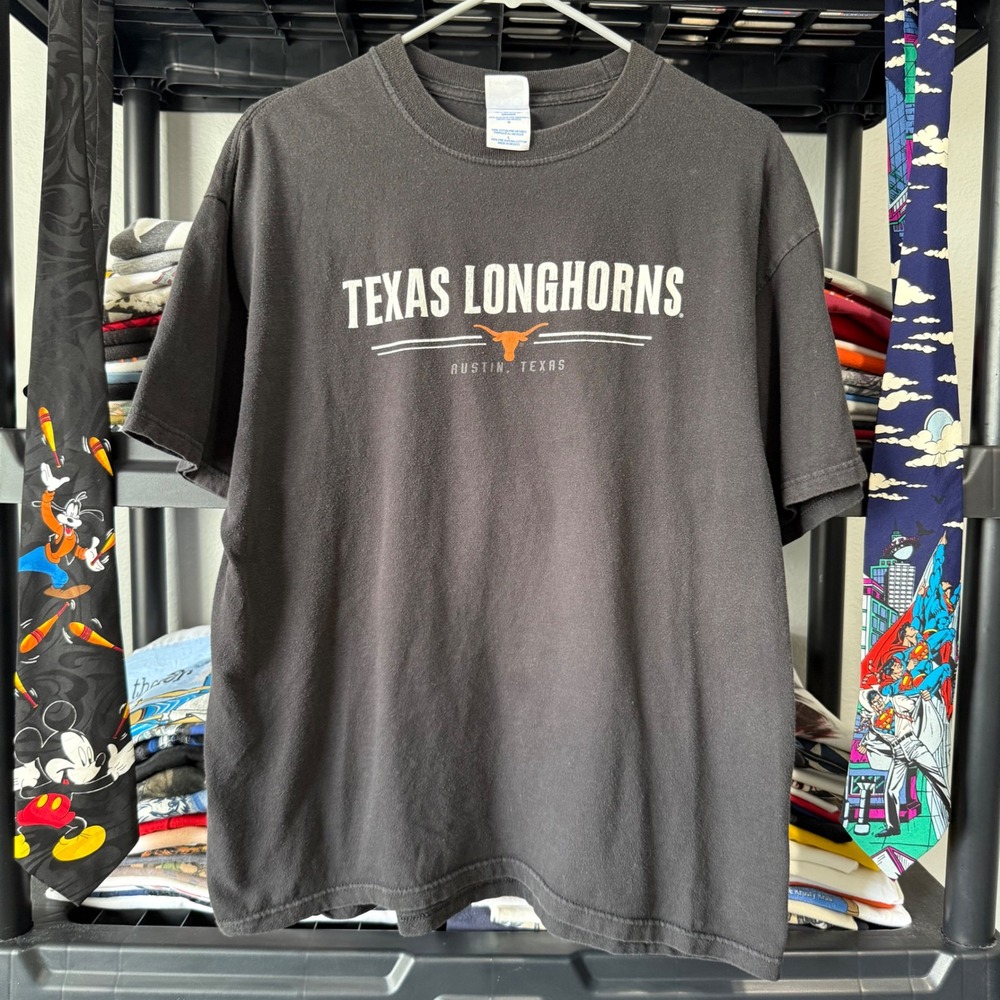Y2K Faded Black Texas Longhorns Austin Texas Graphic Tee Size L